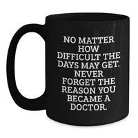 Load image into Gallery viewer, Inspirational Doctor Gifts for Men, Cute Black Coffee Mug from Friends, 'No Matter How Difficult...' Quote, Birthday Unique Gifts for Him - Main
