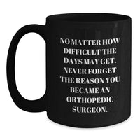 Load image into Gallery viewer, Inspirational Orthopedic Surgeon Gifts, Black Coffee Mug for Birthday - &#39;No Matter How Difficult The Days May Get.&#39;, Gifts from Friends to Orthopedic Surgeon, Gifts for Orthopedic Surgeon - Main
