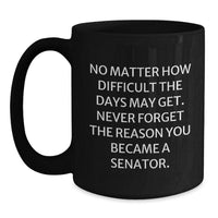 Load image into Gallery viewer, Funny Senator Gifts, Inspirational Christmas Mugs for Senator, Black Coffee Mug with Quote Never Forget The Reason You Became A Senator, Gifts from Friends to Senator - Main
