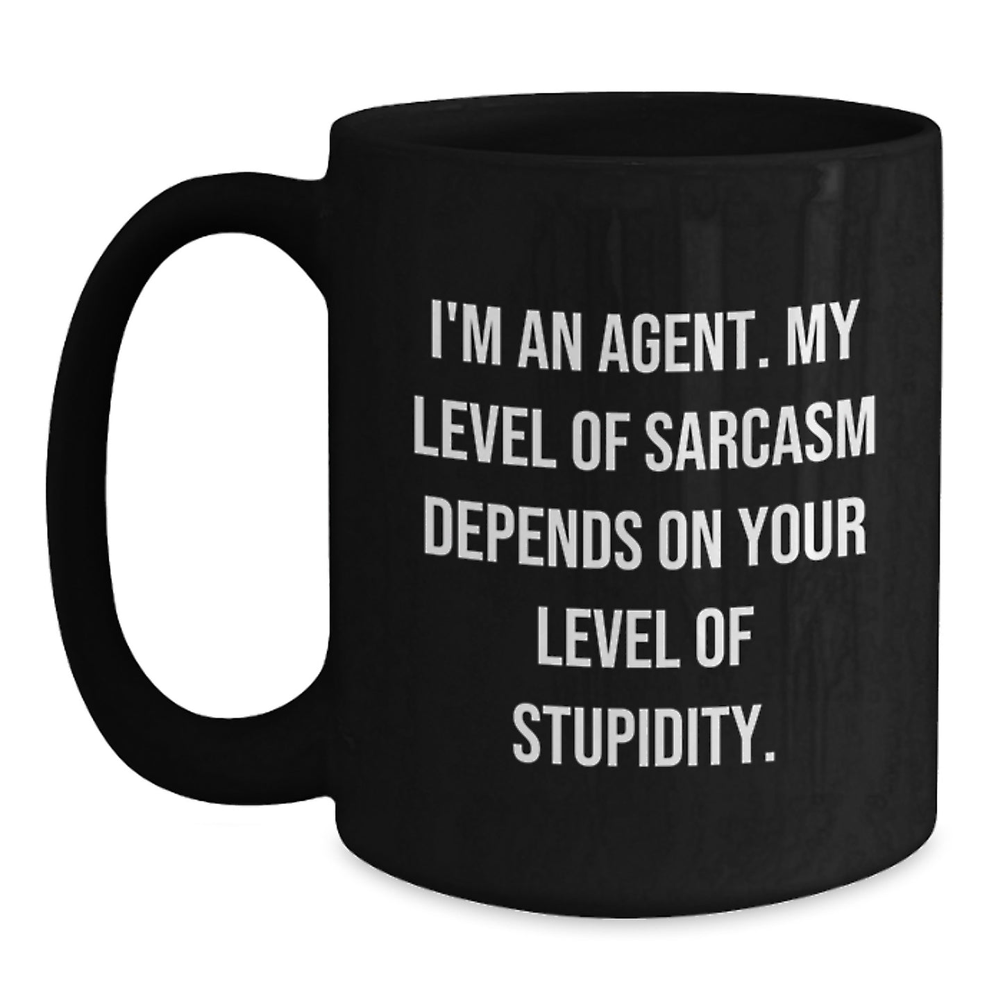 Funny Agent Gifts for Men, Black Coffee Mug with Sarcastic Quote, Christmas Unique Gifts from Friends, Coasters for Agent - Main