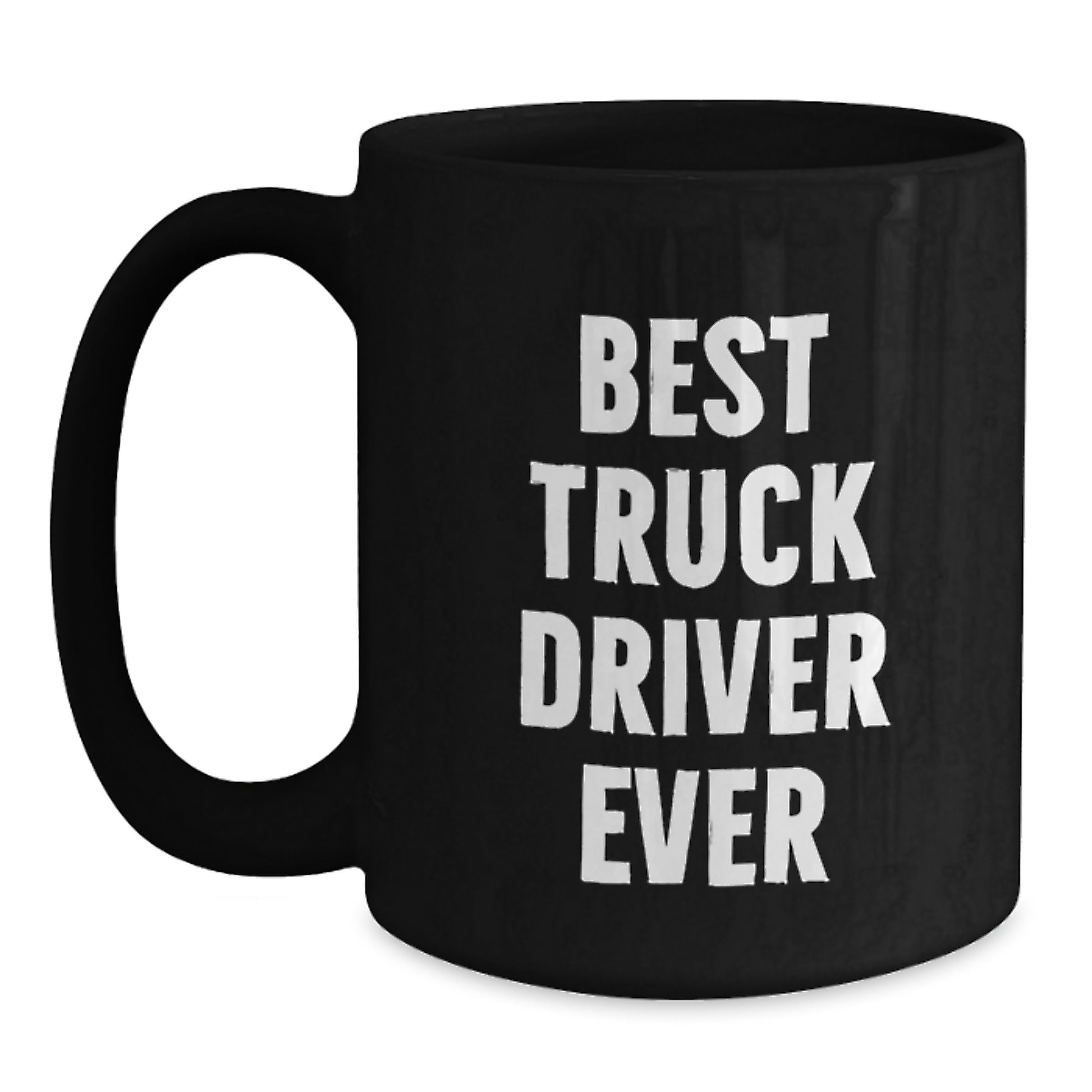 Funny Truck Driver Gifts for Valentine's, Best 'Truck Driver Ever' Black Coffee Mug for Men, Unique Ceramic Mug for Coworkers, Friends, Family - Main