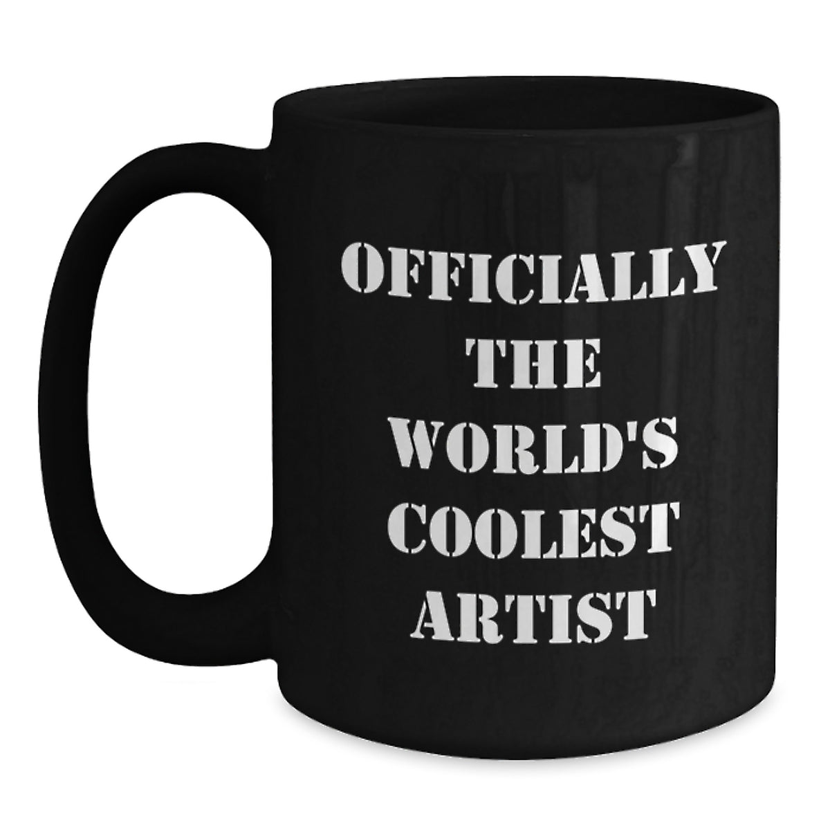 Funny Artist Gifts from Friends for the Officially World's Coolest Artist Black Coffee Mug - Main