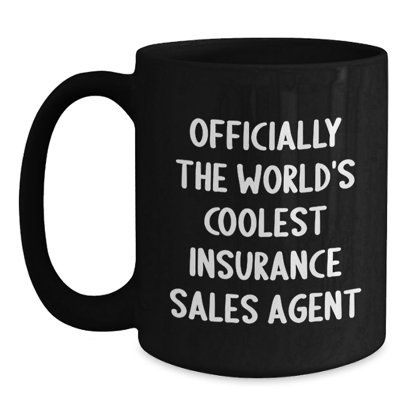 Funny Gifts for Insurance Sales Agent - 'Officially The World's Coolest Insurance Sales Agent' Black Coffee Mug, Christmas Unique Gifts from Coworkers to Insurance Sales Agent - Main