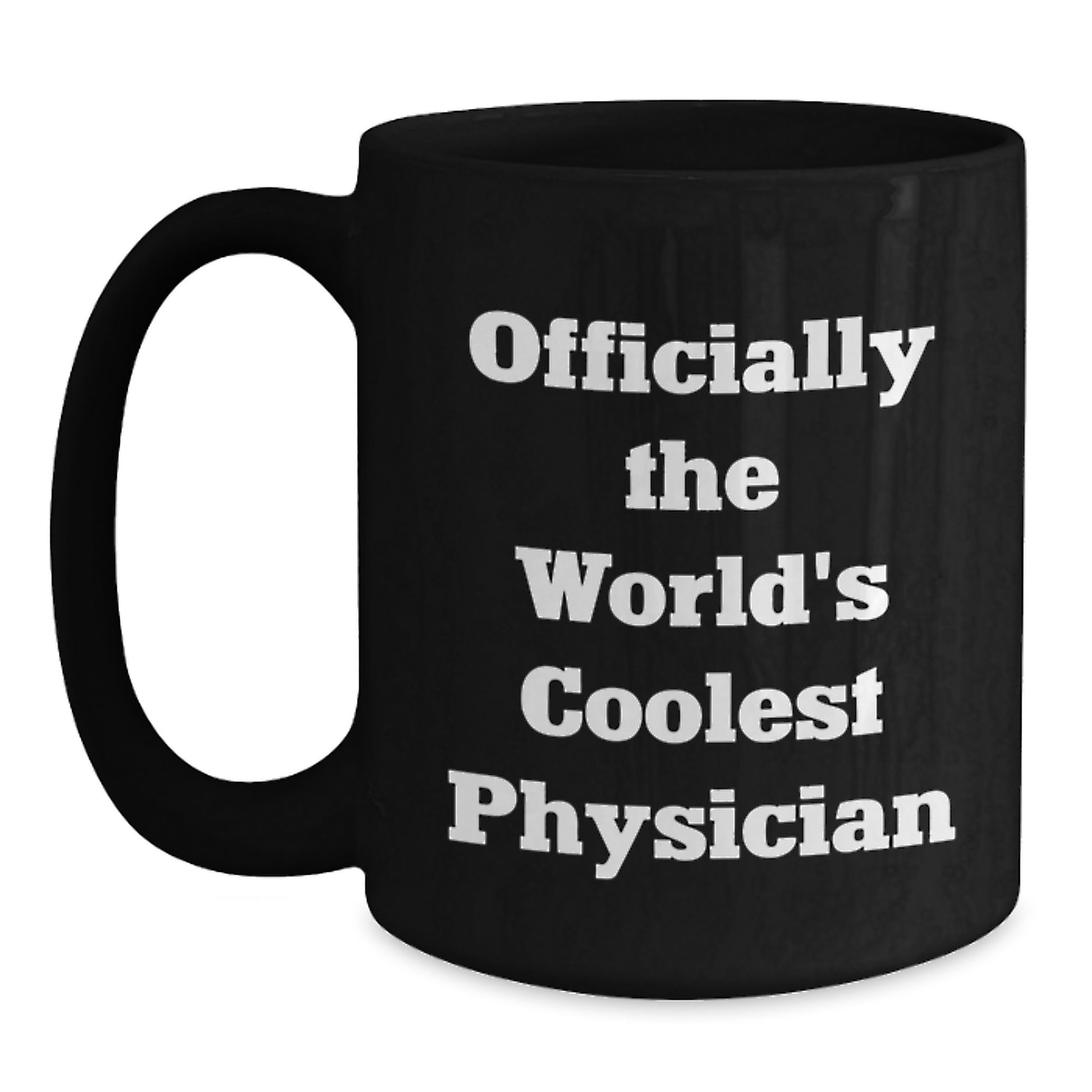 Funny Physician Gifts for Men, Unique Black Coffee Mug for Christmas, 'Officially The World's Coolest Physician' - Main