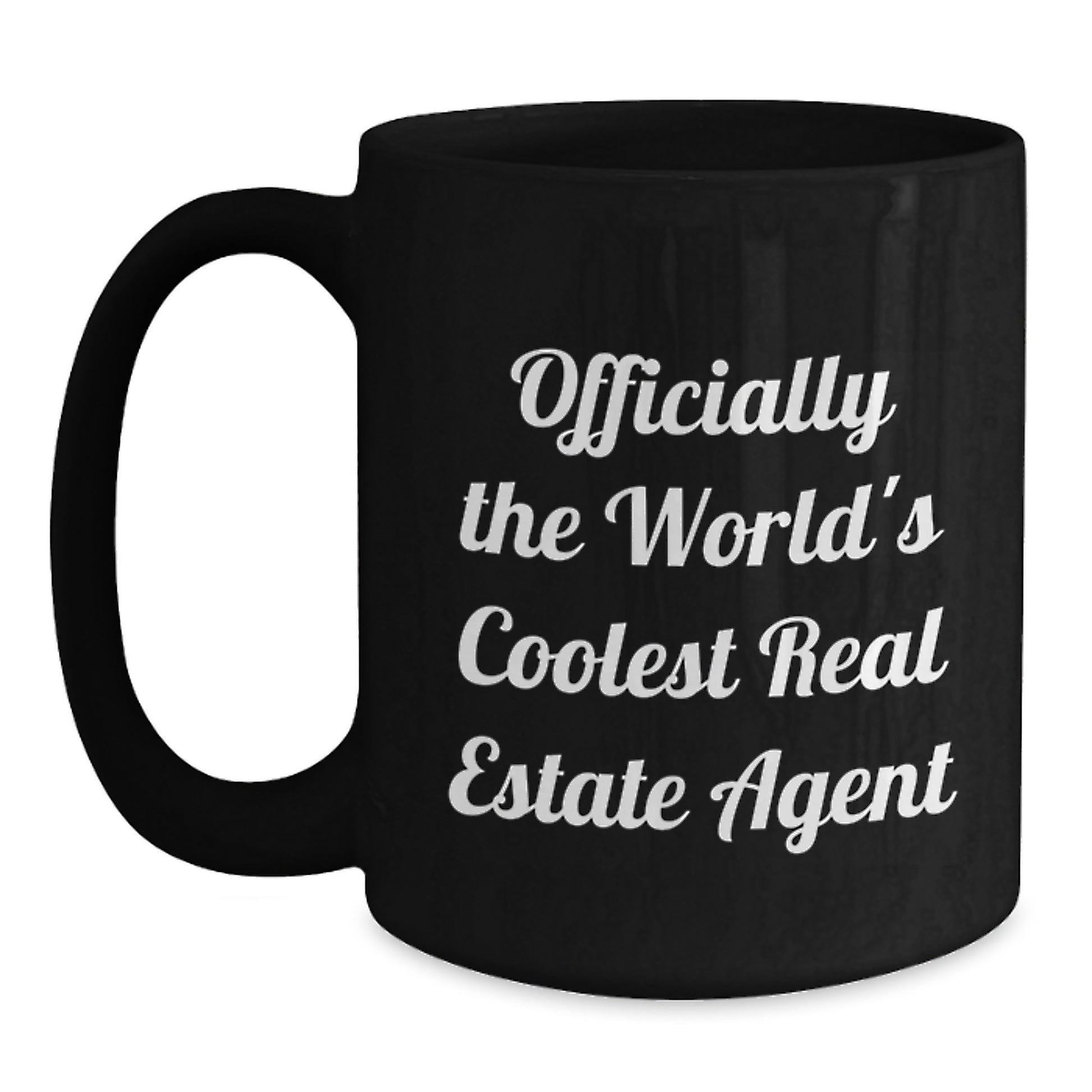 Funny Real Estate Agent Gifts from Friends Christmas Unique Mugs, Officially The World's Coolest Real Estate Agent Quote, Black Coffee Mug for Real Estate Agent - Main