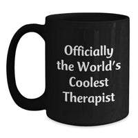 Load image into Gallery viewer, Gifts from Men to Cool Therapist Friends - Officially The World&#39;s Coolest Therapist Black Coffee Mug, Christmas Unique - Main
