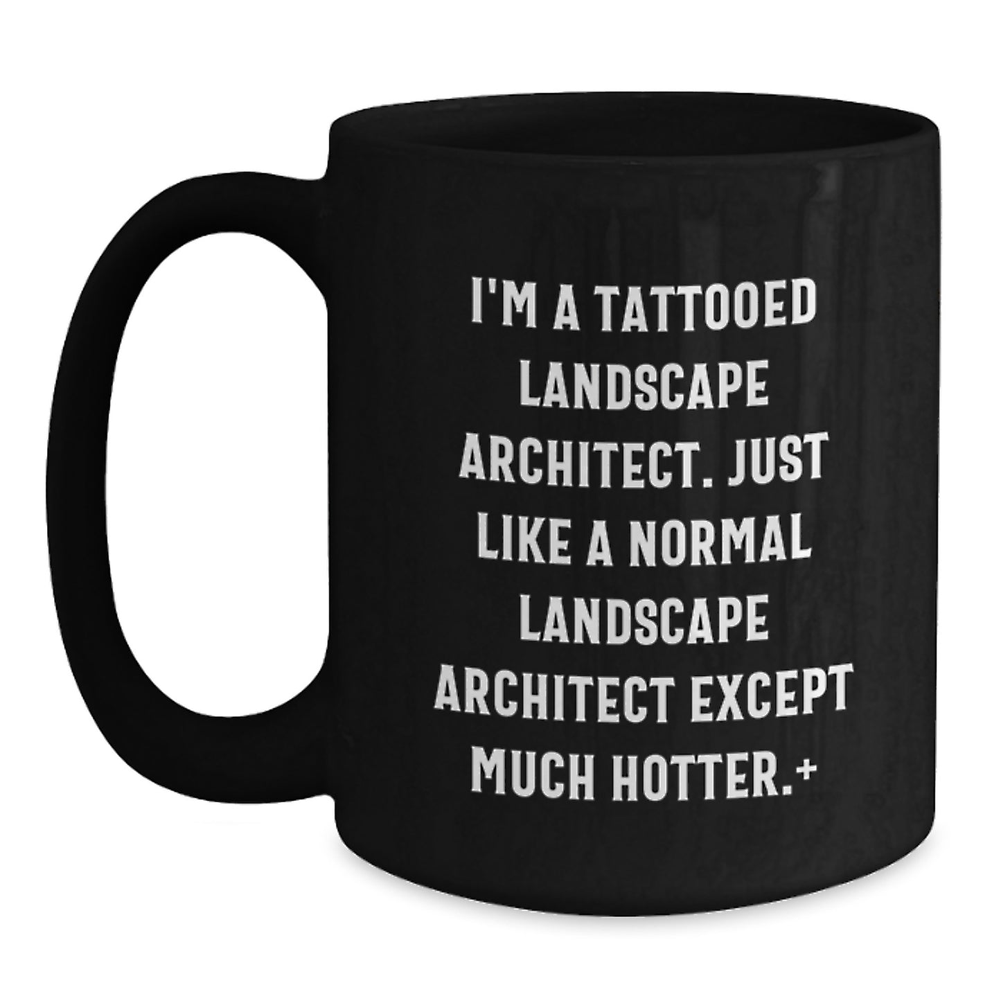 Funny Gift Ideas for Landscape Architects, Unique Birthday Mugs for Men, Black Coffee Mug with Tattooed Landscape Architect Quote - Main