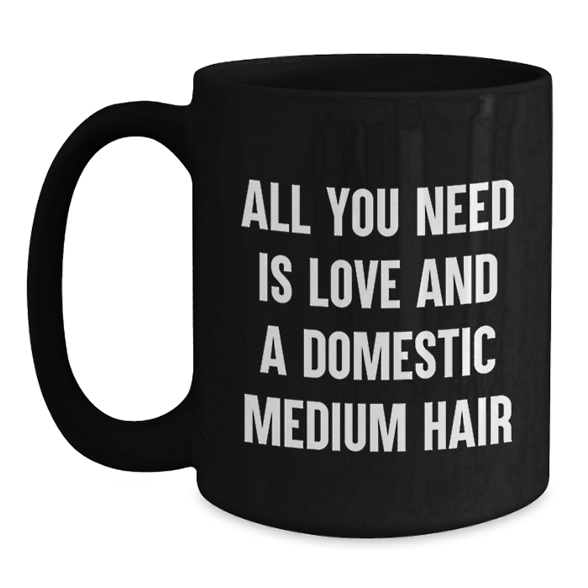 Funny Domestic Medium Hair Cat Gifts for Graduate, Black Coffee Mug with Love Quote, Gifts from Friends - Main