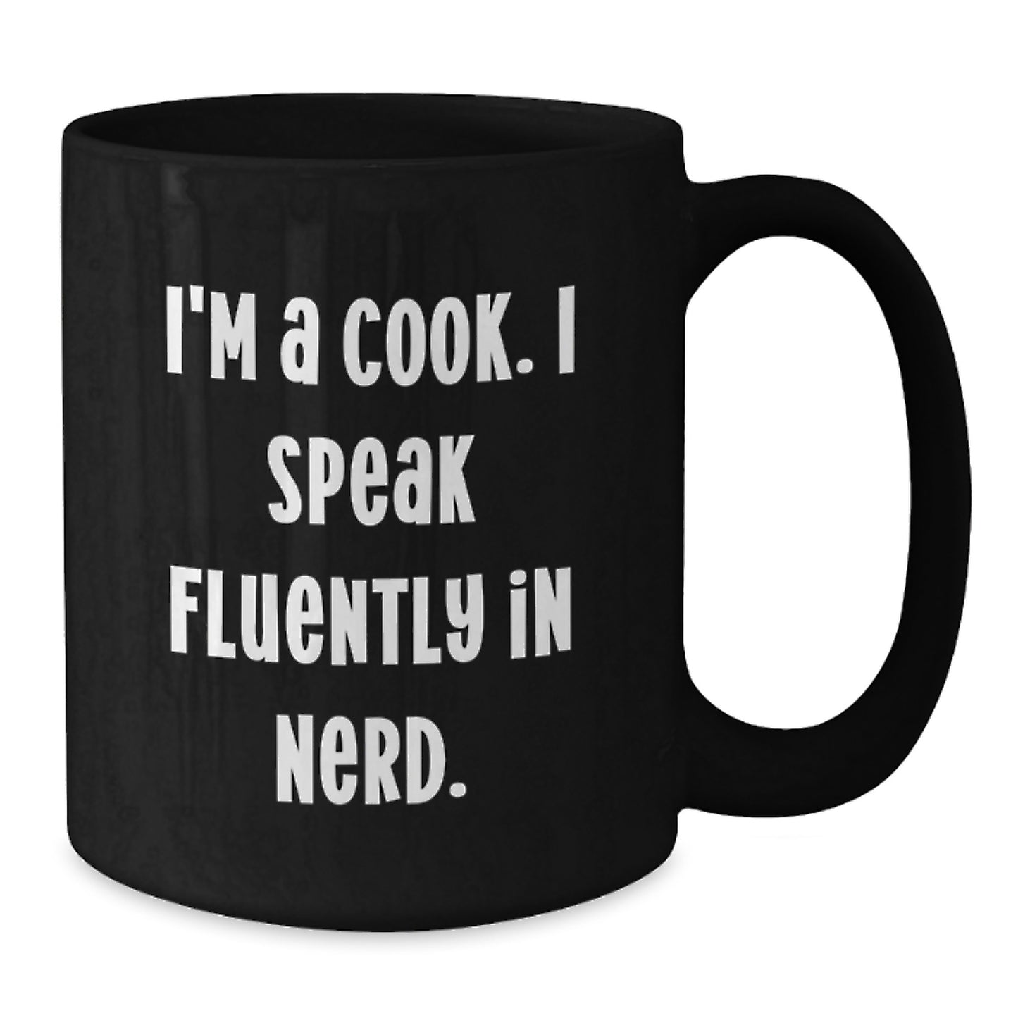 Funny Graduation Gifts for Cooks, 'I'm A Cook. I Speak Fluently In genius.' Black Coffee Mug, Unique Black Coffee Mug Gifts from Men to Cook Friends - Additional