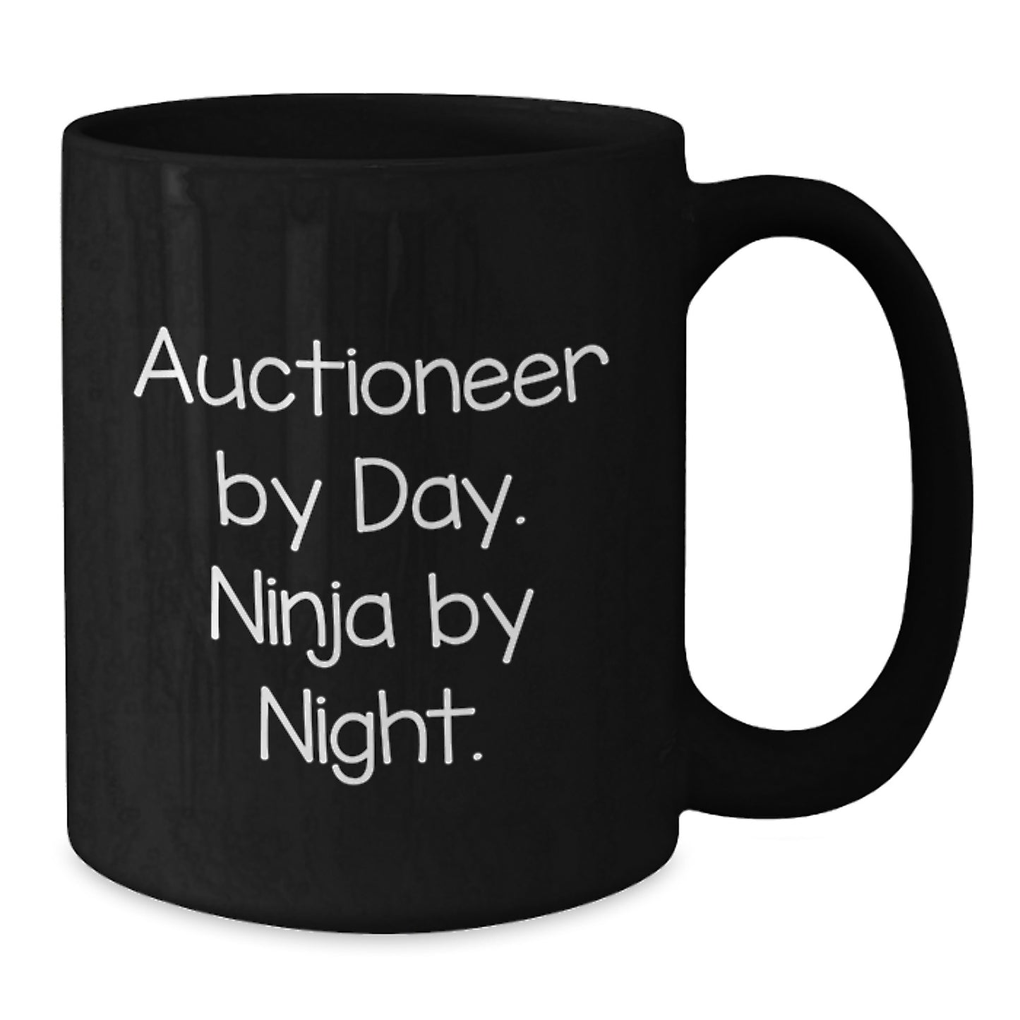 Funny Auctioneer Gifts for Men, Auctioneer By Day Ninja By Night Valentine's Black Coffee Mug, Unique Gifts from Friends to Auctioneer - Additional