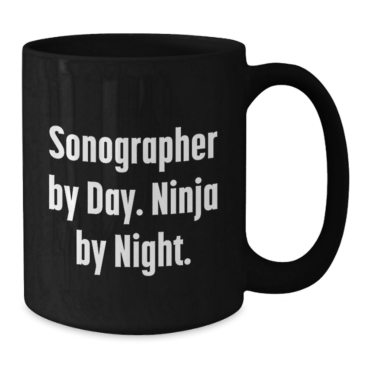 Funny Sonographer Gifts for Men Women Coworkers Family, Black Coffee Mug for Sonographer by Day Ninja by Night, Unique Graduation Gift from Friends - Additional