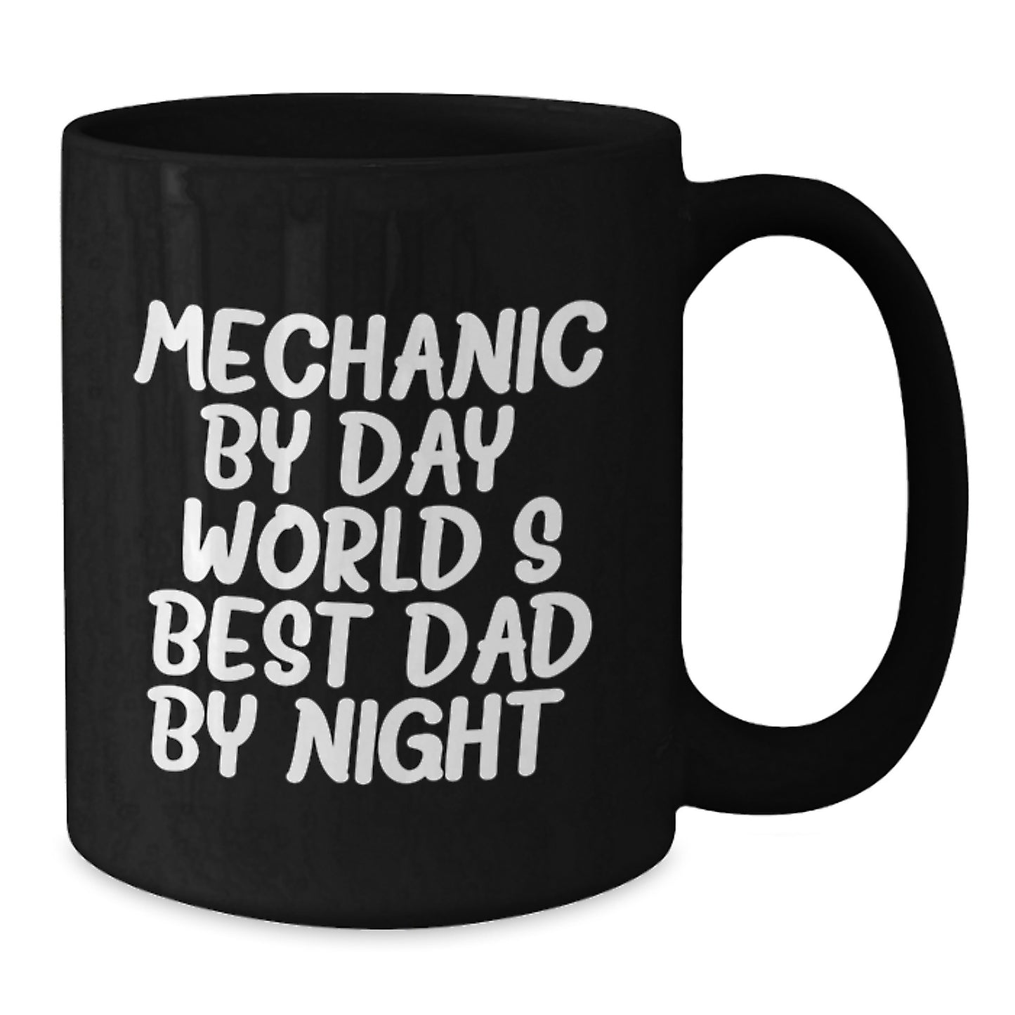 Funny Mechanic Gifts for Men - Black Coffee Mug with 'Mechanic By Day, World's Best Dad By Night.' Quote - Valentine's Unique Gifts from Men to Mechanic Friends - Additional
