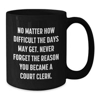 Load image into Gallery viewer, Funny Court Clerk Christmas Unique Gifts from Friends and Family - Black Coffee Mug - Never Forget the Reason You Became a Court Clerk - Additional
