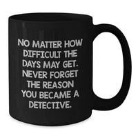 Load image into Gallery viewer, Inspirational Detective Gifts from Friends for Birthday Celebration, Funny Black Coffee Mug Quote, 11oz or 15oz Ceramic Mug - Additional
