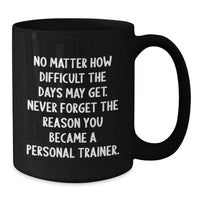 Load image into Gallery viewer, Inspirational Quote Funny Gifts from Friends for Personal Trainer Black Coffee Mug, Birthday Unique Gifts, Encouragement for Trainers, Perfect Mug for Fitness Enthusiasts - Additional
