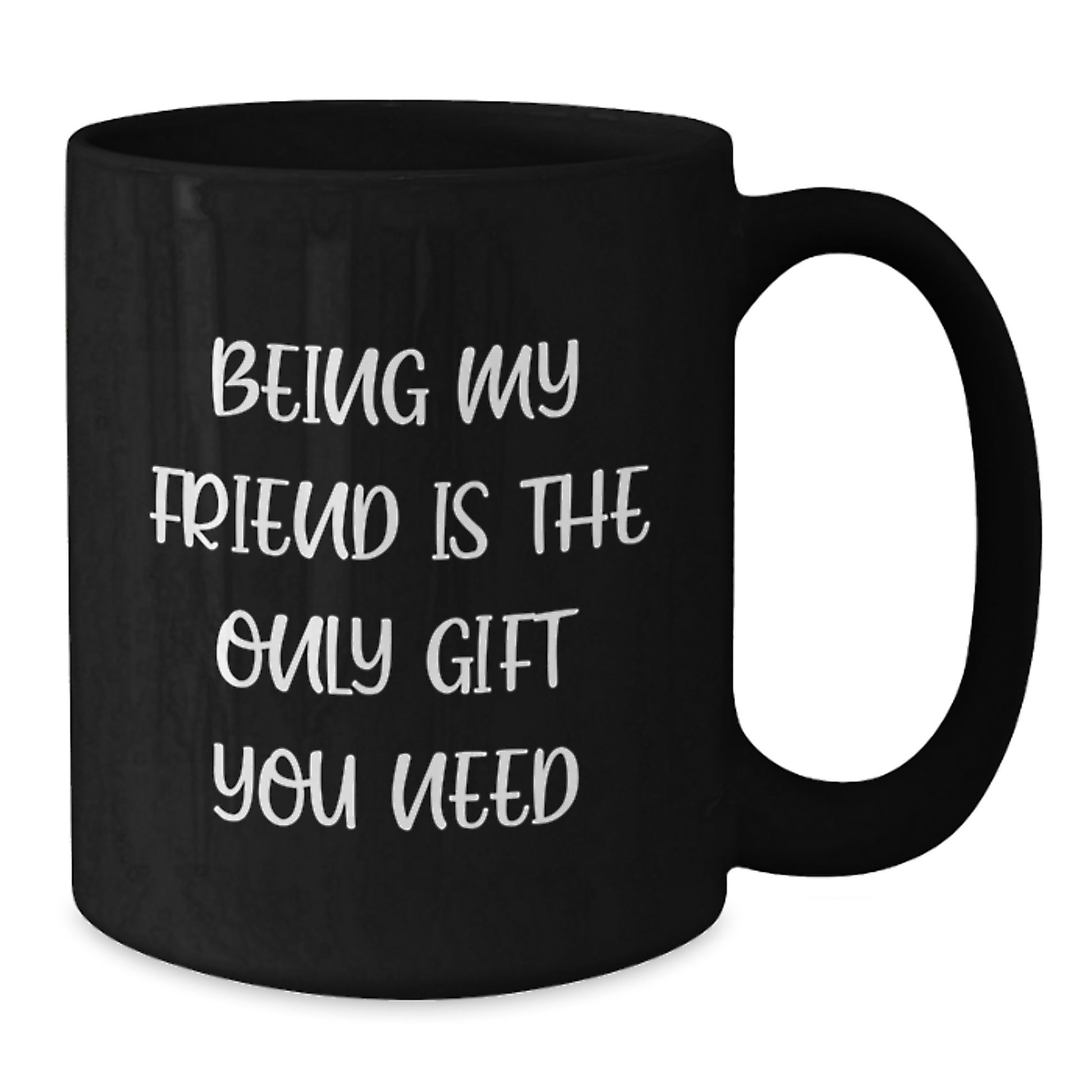 Gifts from Friends to Friend Black Coffee Mug, Funny Quote 'Being My Friend Is The Only Gift You Need' for Christmas Mornings, 11oz or 15oz Black Ceramic Mug - Additional