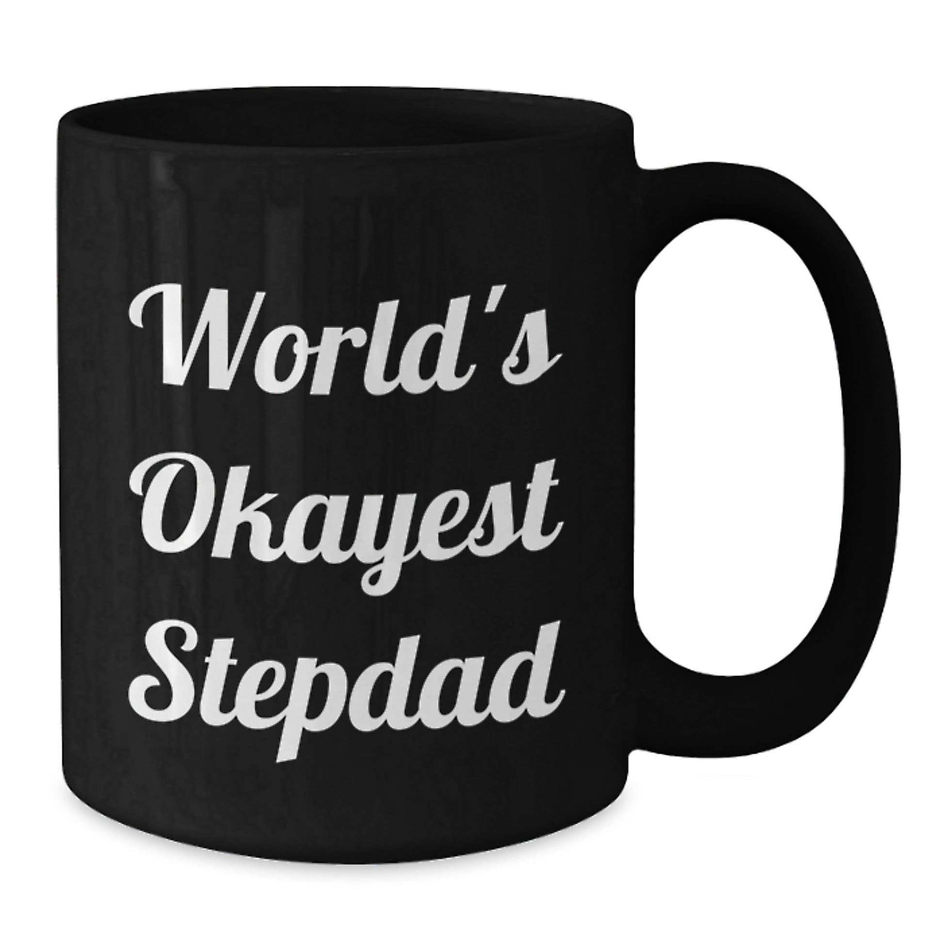 Funny Gifts for Stepdads, World's Okayest Stepdad, Black Coffee Mug, Birthday Unique Gifts from Family - Additional
