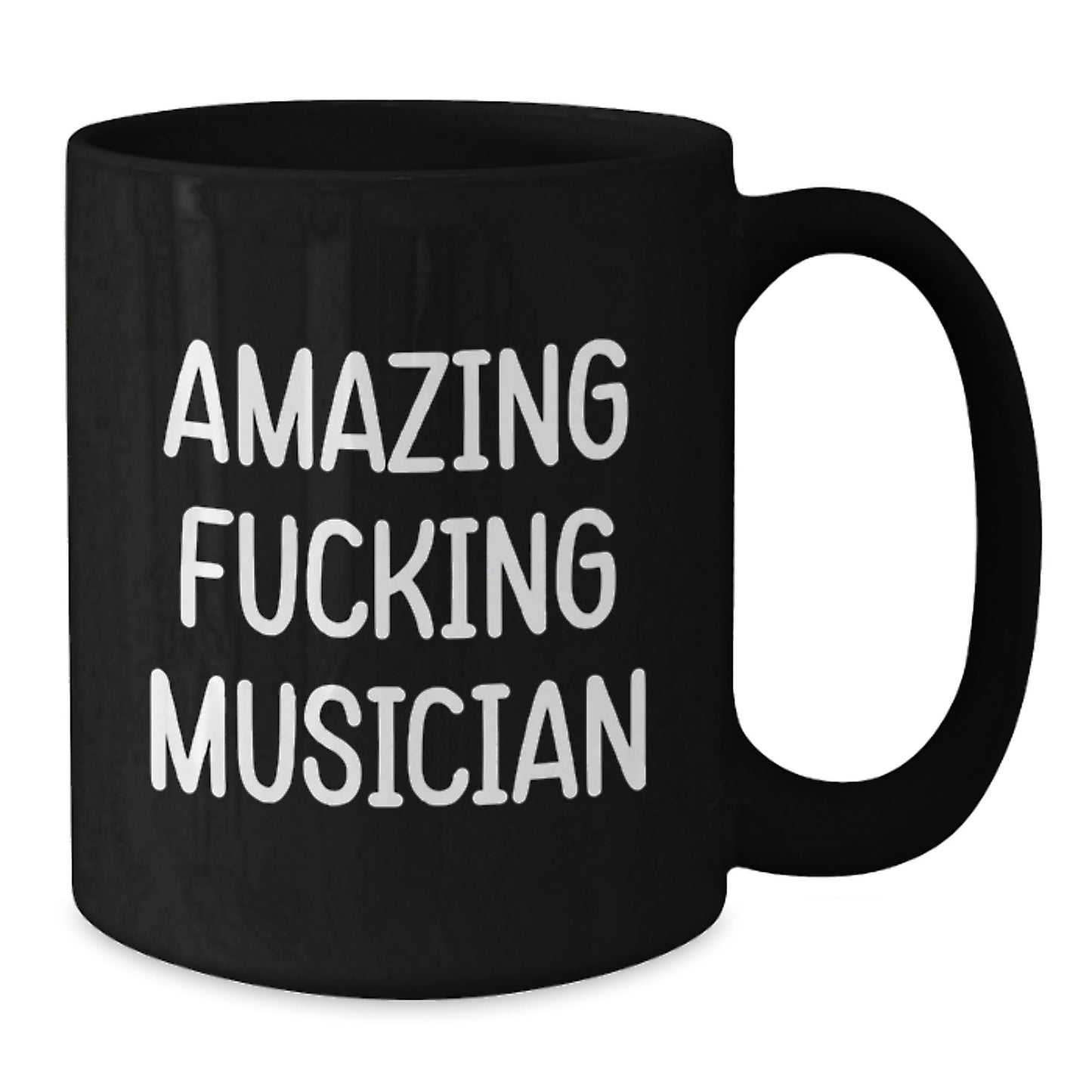Funny Musician Gifts from Men, Unique Black Coffee Mug for Musician Women - 'Amazing F--king Musician' Quote - Additional