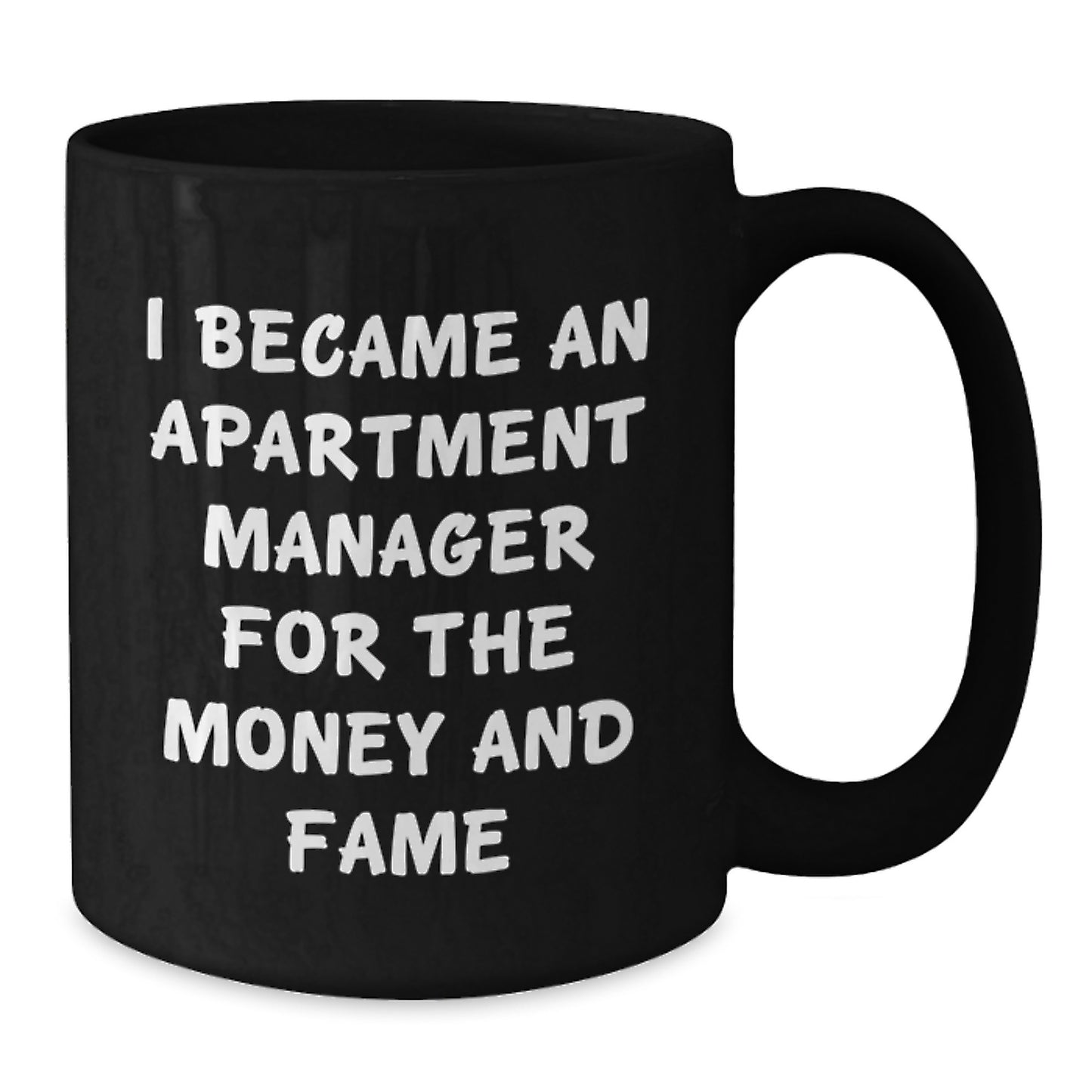 Funny Apartment Manager Gifts for Mom - Gifts from the Office, Black Coffee Mug, I Became An Apartment Manager For The Money And Fame Quote, Perfect Mother's Day Unique Gifts - Additional