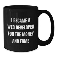 Load image into Gallery viewer, Funny Web Developer Gifts from Friends, Black Coffee Mug for Valentine's, I Became A Web Developer For The Money And Fame, Black Ceramic Mug - Additional
