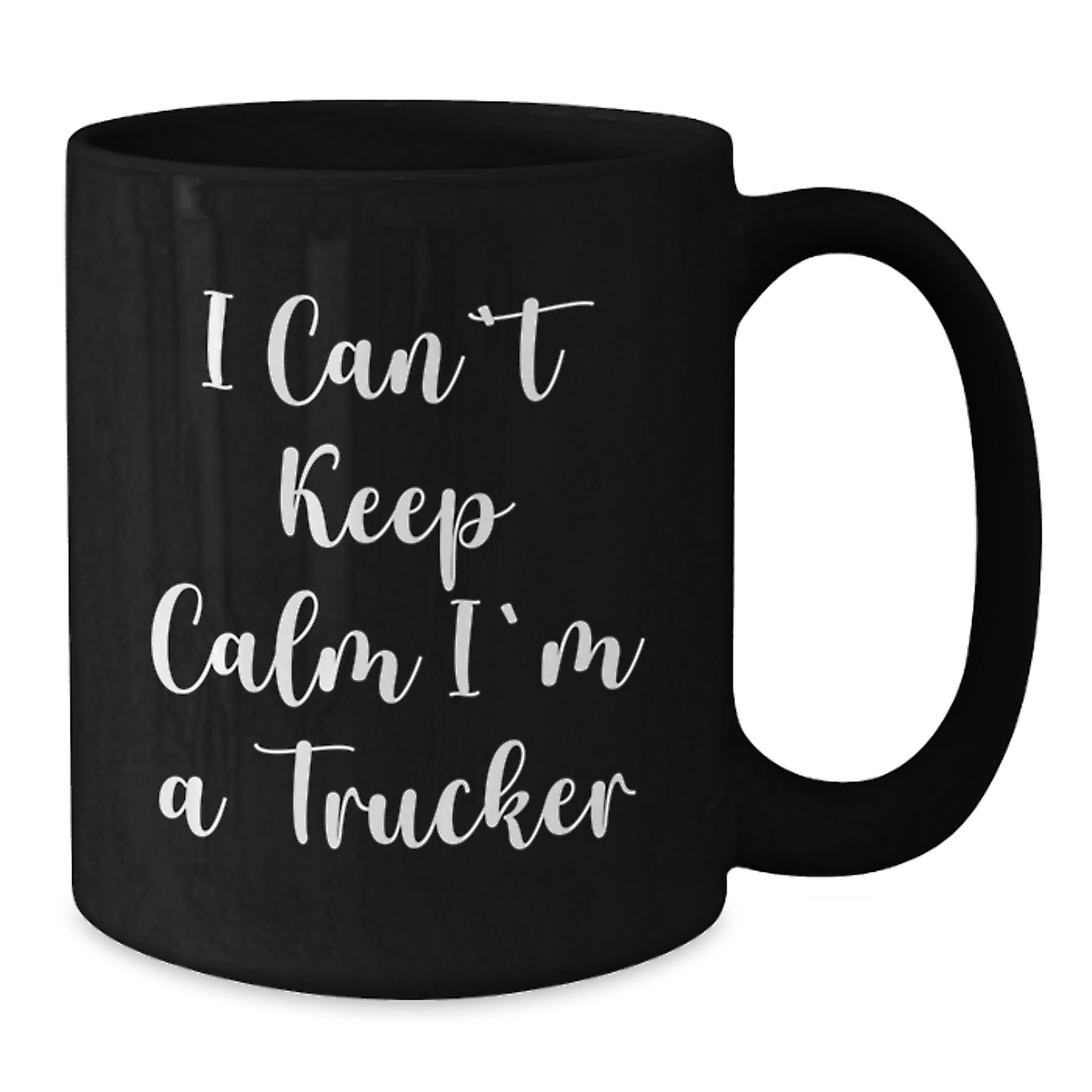 Funny Trucker Gifts from Friends and Family, Black Coffee Mug, I Can't Keep Calm I'm A Trucker - Additional