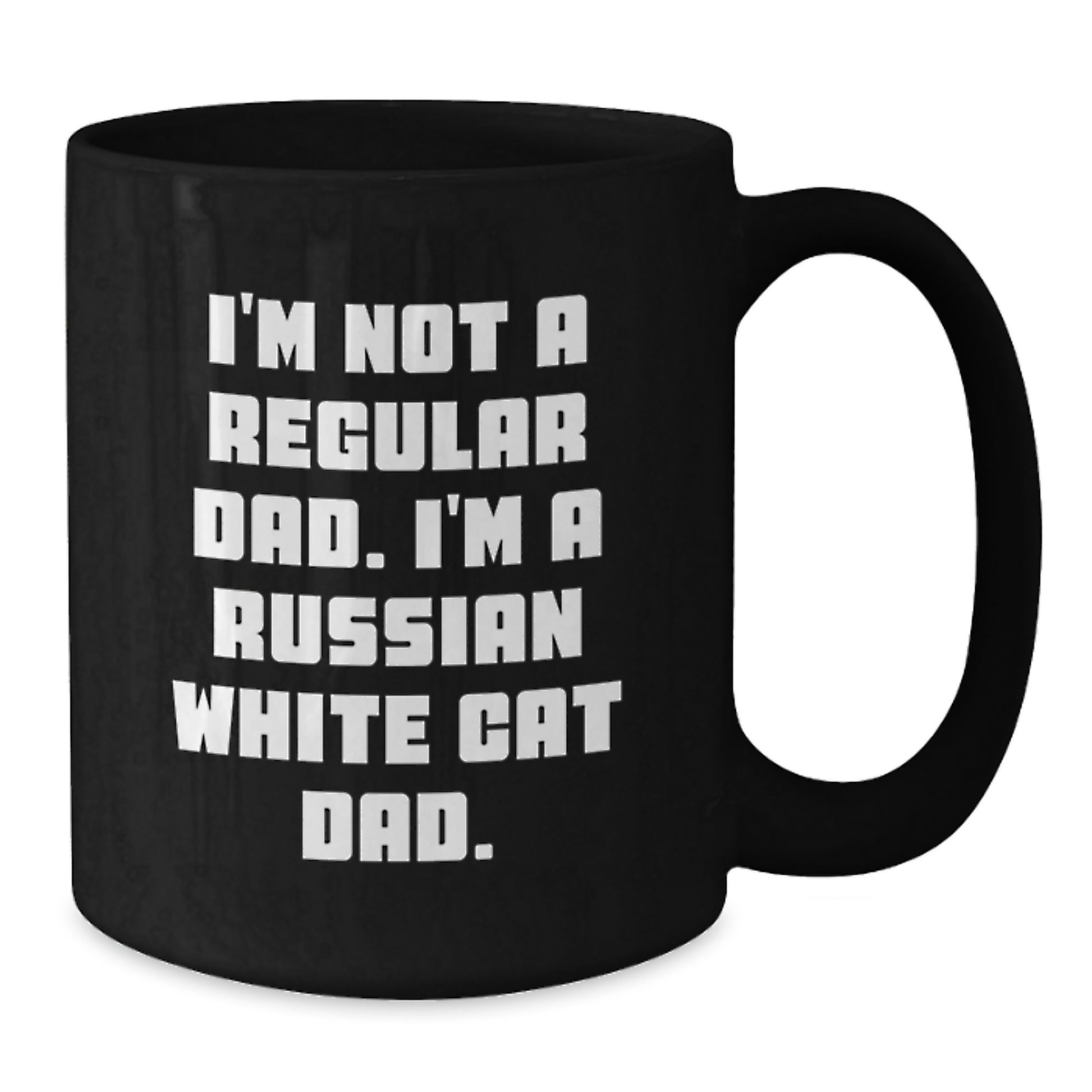 Funny Russian White Cat Dad Black Coffee Mug Gifts for Men from Family - Additional