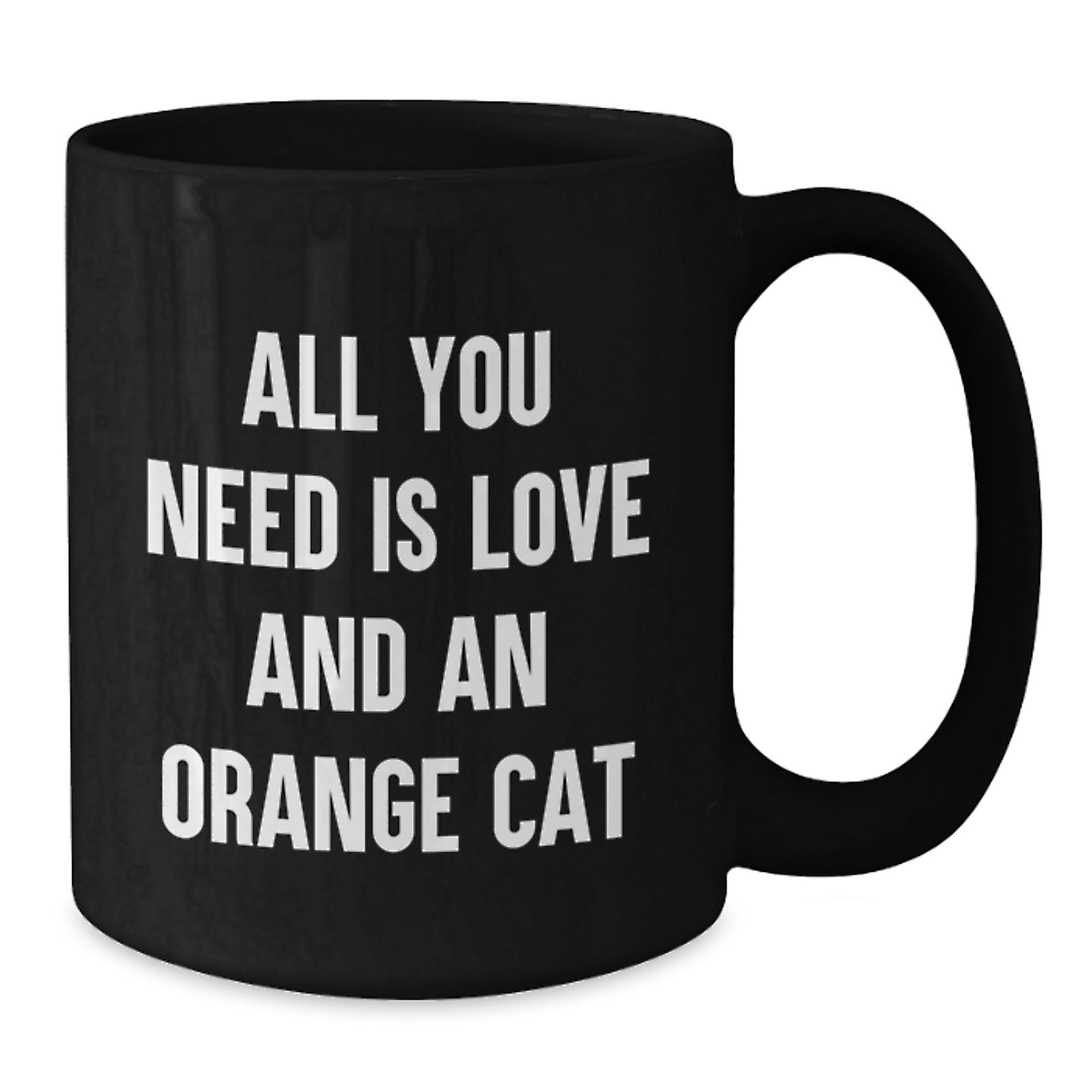 Funny Orange Cat Gifts for Men Women Friends Family, Unique Valentine's Black Coffee Mug - 'All You Need Is Love And An Orange Cat' - Additional