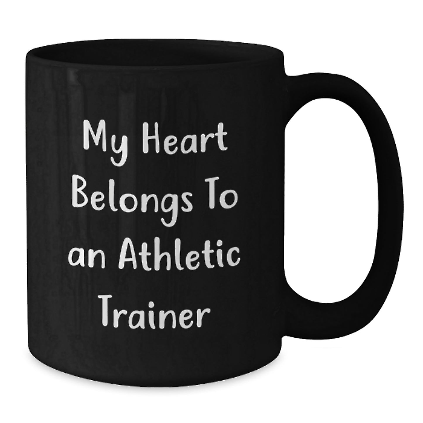 Funny Athletic Trainer Gifts from Lover, 'My Heart Belongs To An Athletic Trainer' Valentine's Unique Black Coffee Mugs for Men, Women, Family, Friends - Additional