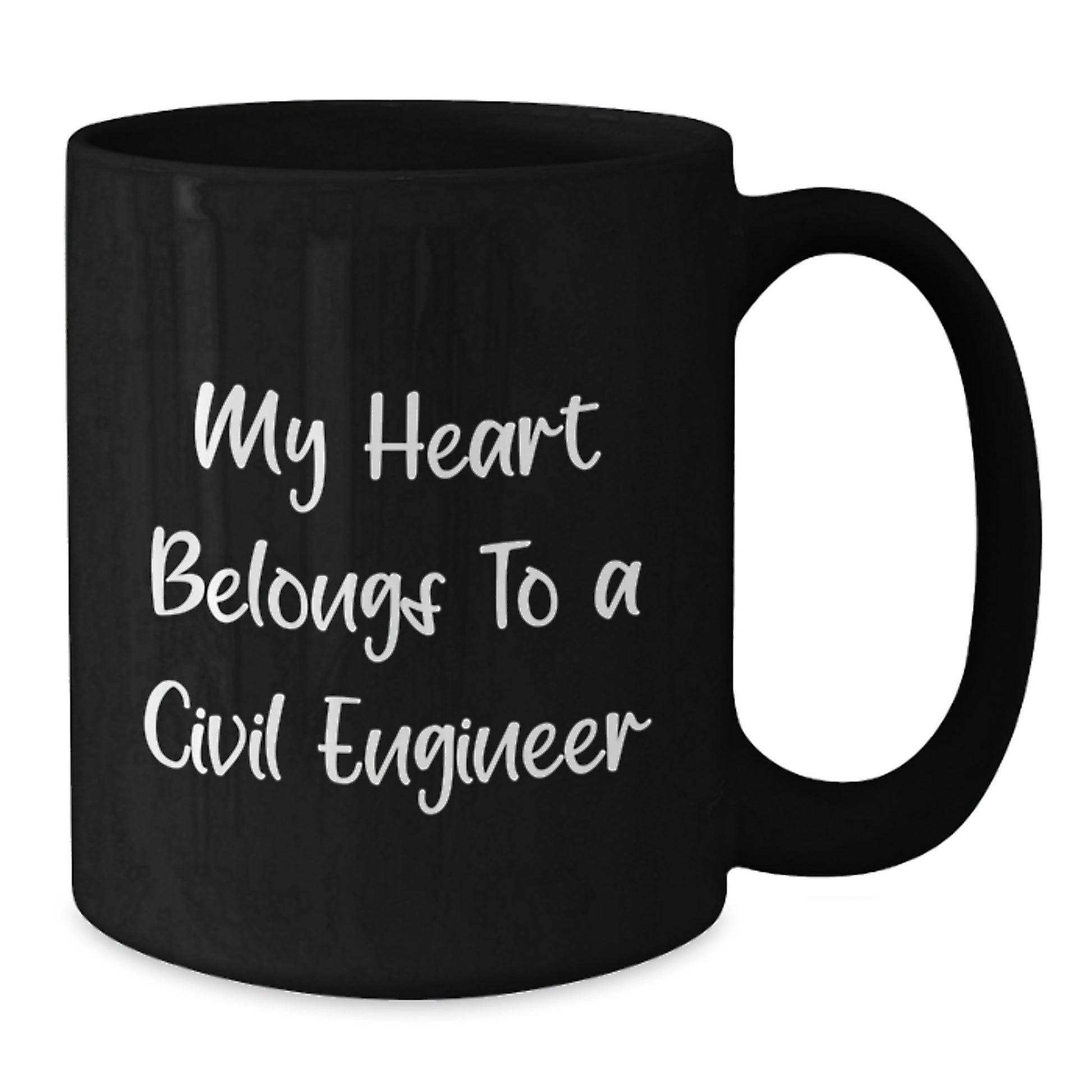 Funny Civil Engineer Birthday Unique Gifts from Friends, Unique Black Coffee Mug for Civil Engineer Men, 'My Heart Belongs To A Civil Engineer' Quote - Additional