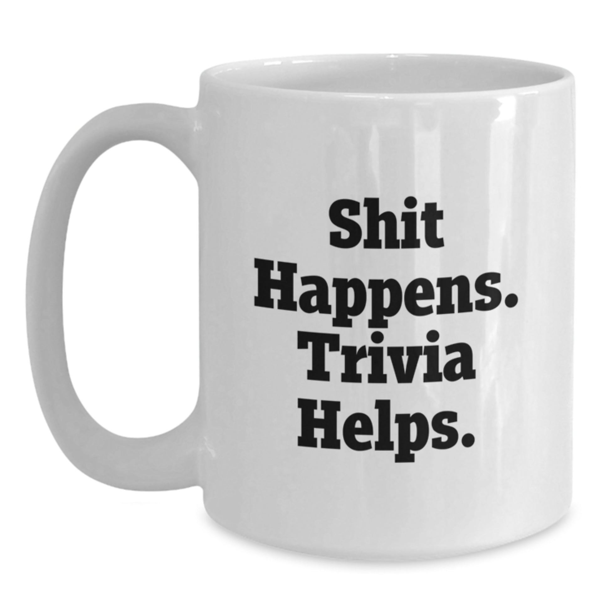 Funny Trivia Gifts for Men from Friends - Trivia Help White Coffee Mug, Graduation Unique Gifts - Main