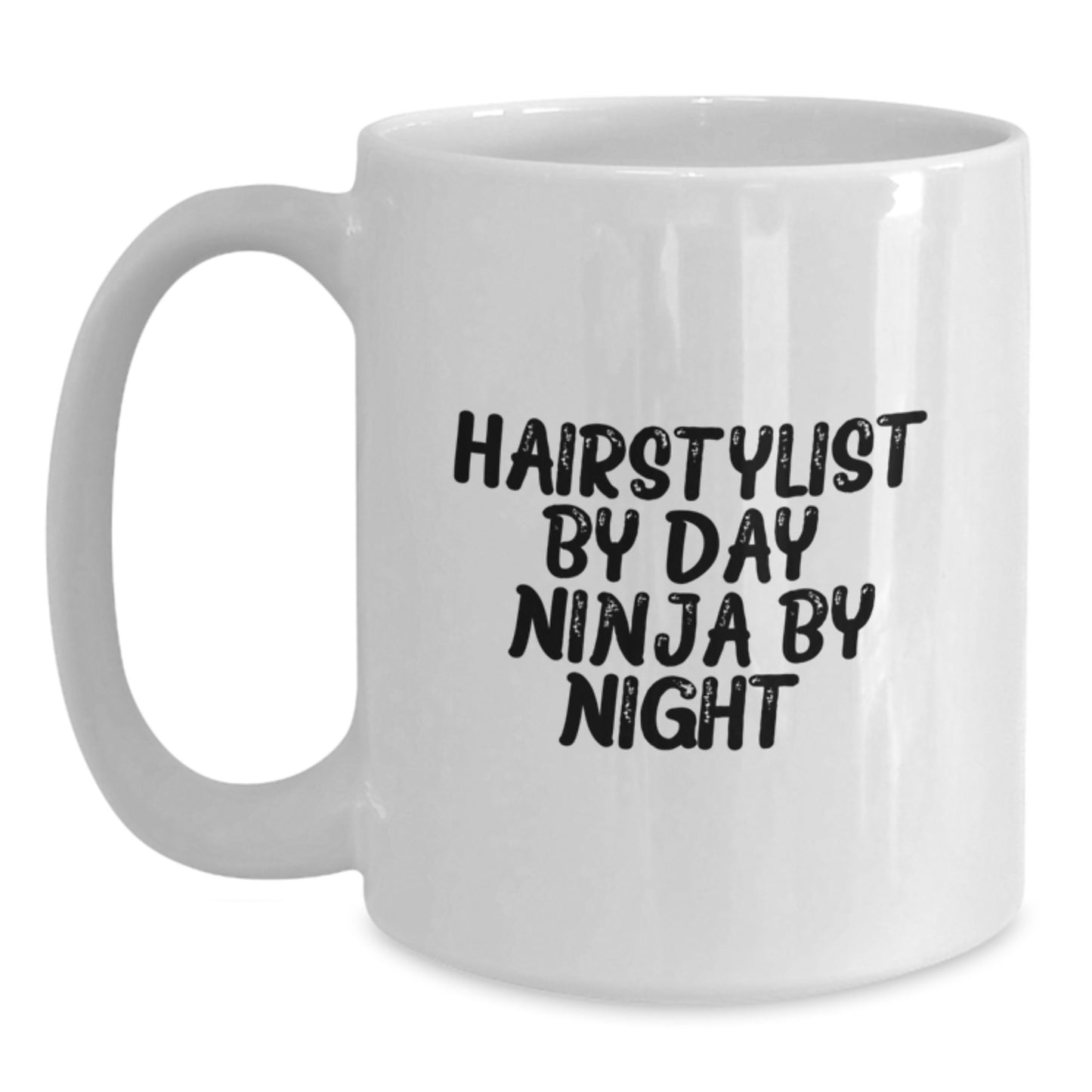 Funny Hairstylist Gifts for Men - White Coffee Mug - 'Hairstylist By Day. Ninja By Night.' for Birthday Unique Gifts from Friends - Main