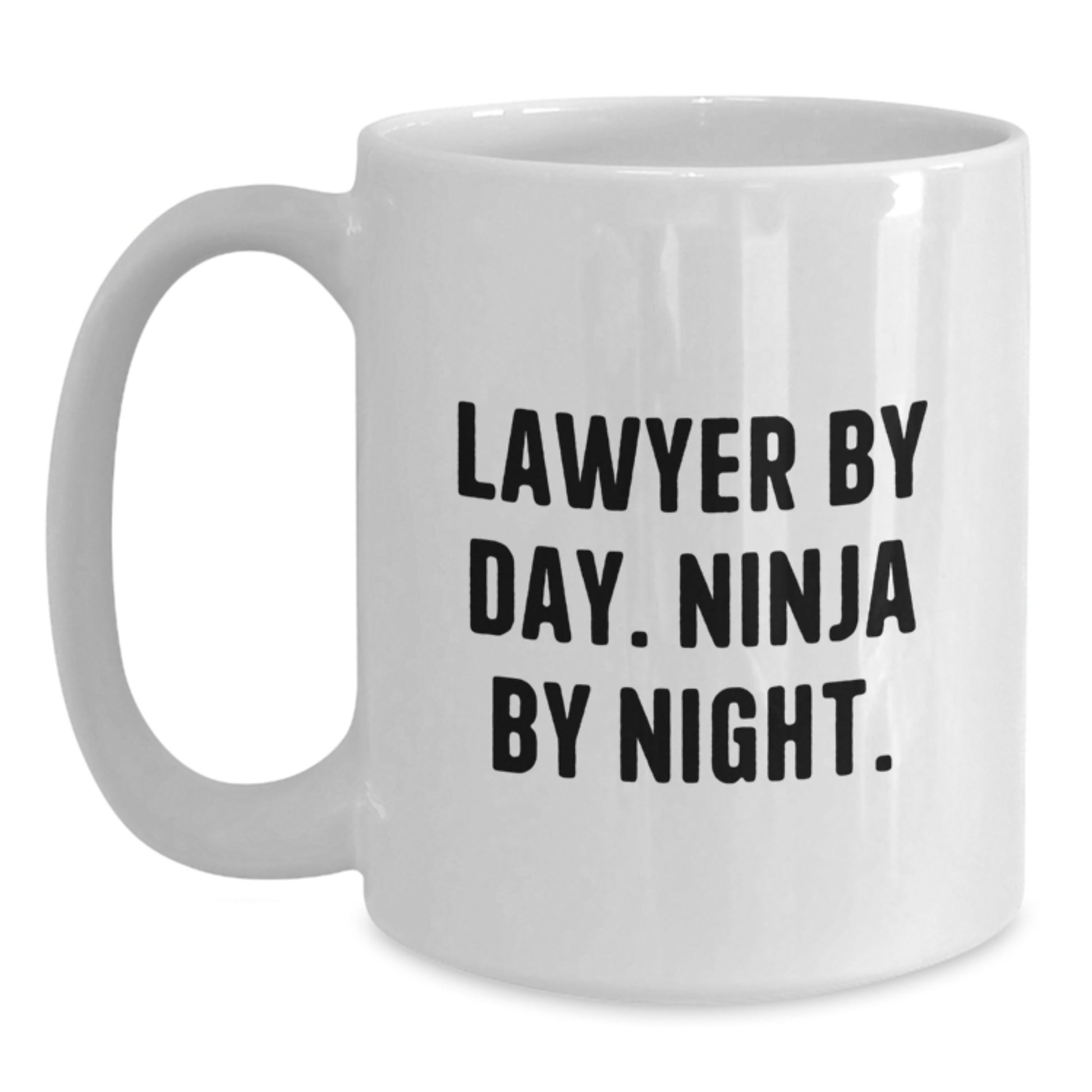 Funny Lawyer Gifts from Friends - White Coffee Mug with 'Lawyer By Day. Ninja By Night.' Quote for Men Graduation Unique Gifts - Main