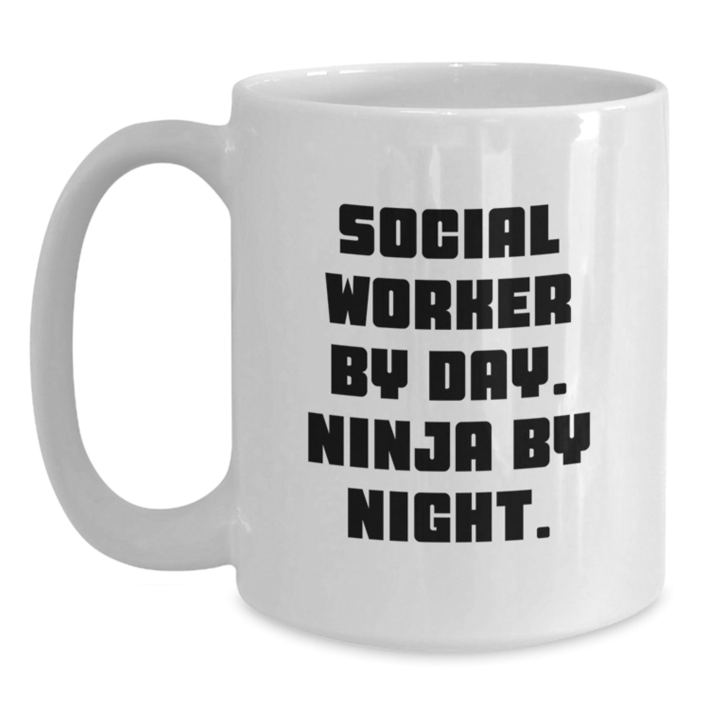 Funny Social Worker Gifts from Friends, White Coffee Mug for Social Worker By Day Ninja By Night, Unique Graduation Unique Gifts for Social Worker - Main