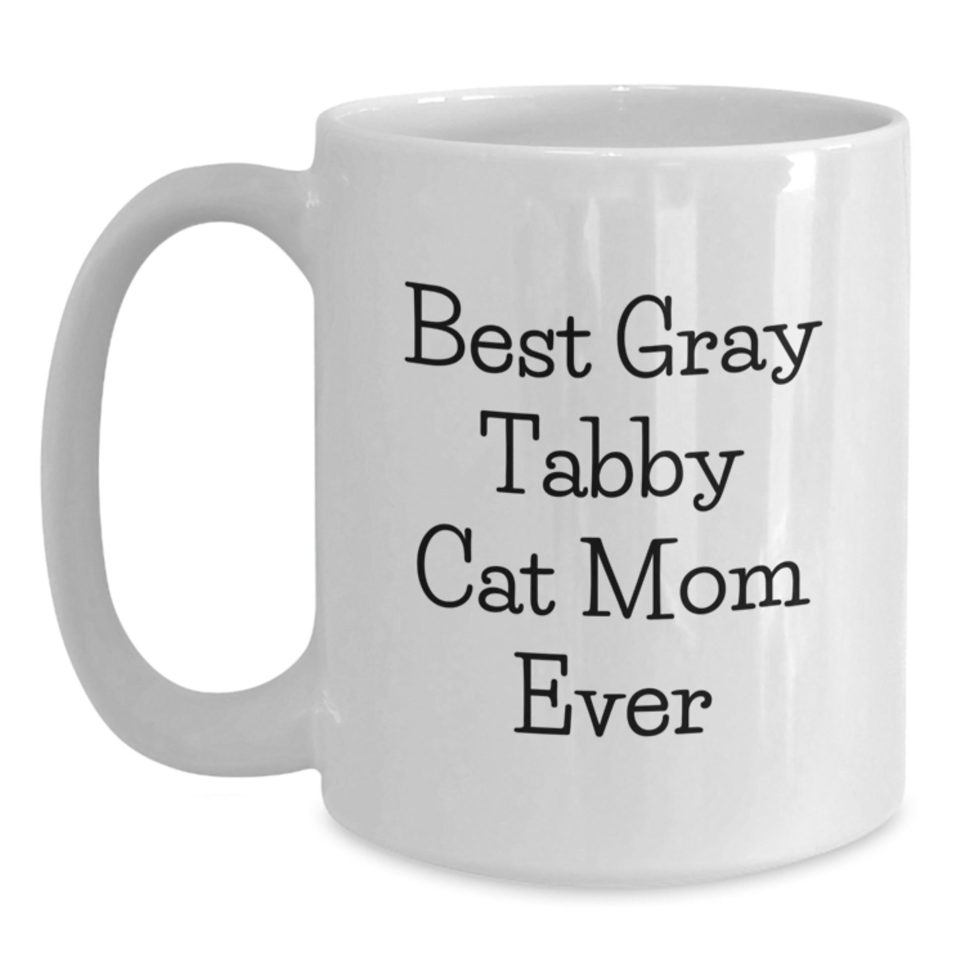 Funny Gray Tabby Cat Mom Gifts for Birthday - White Coffee Mug from Friends, Inspirational Quote Best Ever - Main