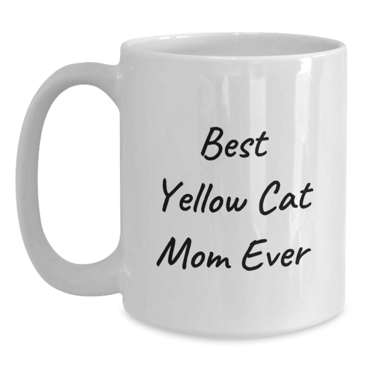 Funny Yellow Cat Mom Ever Gifts, White Coffee Mug, Birthday Unique Present from Family to Friends - Main