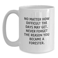Load image into Gallery viewer, Inspirational Forester Gifts from Friends and Family - &#39;No Matter How Difficult...&#39; White Coffee Mug, Birthday Unique Gifts - Main
