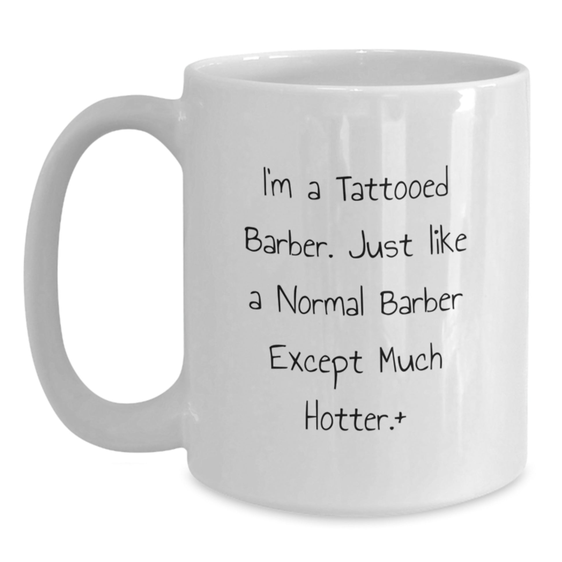 Funny Barber Gifts for Men - Tattooed Barber White Coffee Mug, Ideal Gift from Friends for Men's Barber on Mother's Day - Main