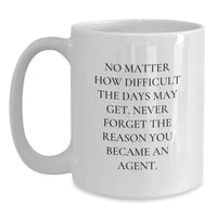 Load image into Gallery viewer, Funny Agent White Coffee Mug, Gifts from Friends, Coworkers, Family - Never Forget the Reason You Became an Agent, Inspirational Quote for Birthday - Main
