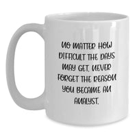 Load image into Gallery viewer, Inspirational Analyst Gifts, White Coffee Mug, &#39;No Matter How Difficult The Days May Get. Never Forget The Reason You Became An Analyst.&#39;, Graduation Unique Gifts from Friends, Coworkers, Family - Main
