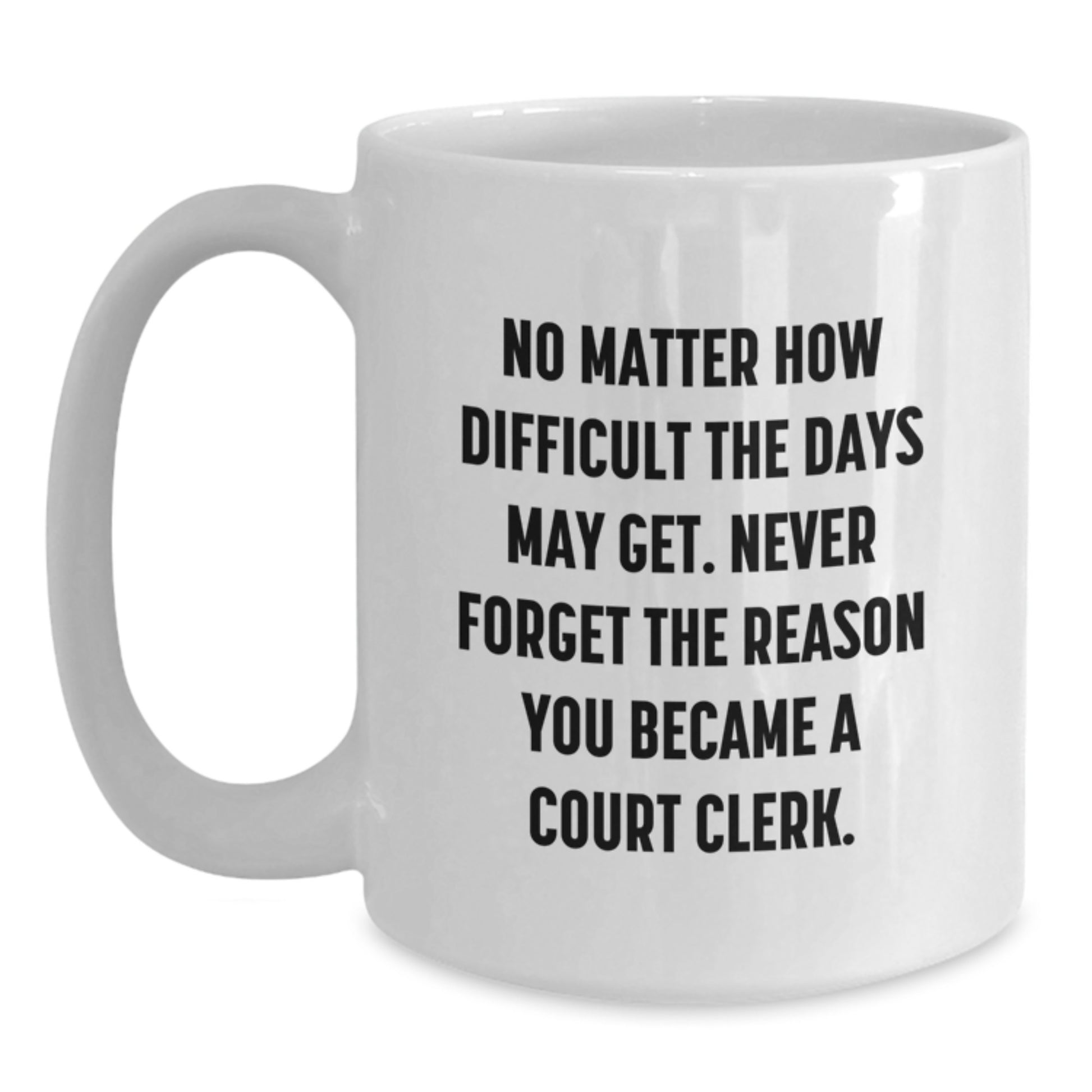 Court Clerk Christmas Unique Gifts from Friends and Family - Inspirational White Coffee Mug - Never Forget Your Reason - 11oz or 15oz Ceramic - Main