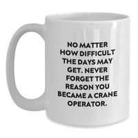 Load image into Gallery viewer, Funny Crane Operator Gifts for Men - Unique White Coffee Mug - Inspiration for Hardworking Crane Operators - Gifts from Friends, Family and Coworkers - Christmas Unique Gifts for Him - Main
