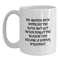 Load image into Gallery viewer, Inspirational Dental Hygienist Gifts, White Coffee Mug for Birthday, 'Never Forget the Reason You Became a Dental Hygienist', Gifts from Friends to Coworkers, 11oz or 15oz - Main
