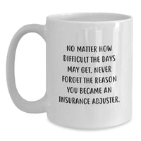 Load image into Gallery viewer, Funny Insurance Adjuster Gifts for Men, Women, Family - White Coffee Mug, Never Forget The Reason You Became An Insurance Adjuster - Main
