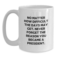 Load image into Gallery viewer, Inspirational President Gifts, Funny Quote on White Coffee Mug, Gifts from Men for President Birthday, Unique White Coffee Mug for President - Main
