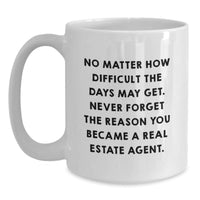 Load image into Gallery viewer, Real Estate Agent Inspirational Gift, &#39;Never Forget The Reason You Became A Real Estate Agent.&#39;, White Coffee Mug, Gifts from Friends, Gifts for Real Estate Agent, Birthday Unique Gifts - Main
