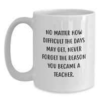 Load image into Gallery viewer, Inspirational Teacher Gifts from Men to Inspirational Educators, Never Forget the Reason You Became a Teacher, White Coffee Mug - Main
