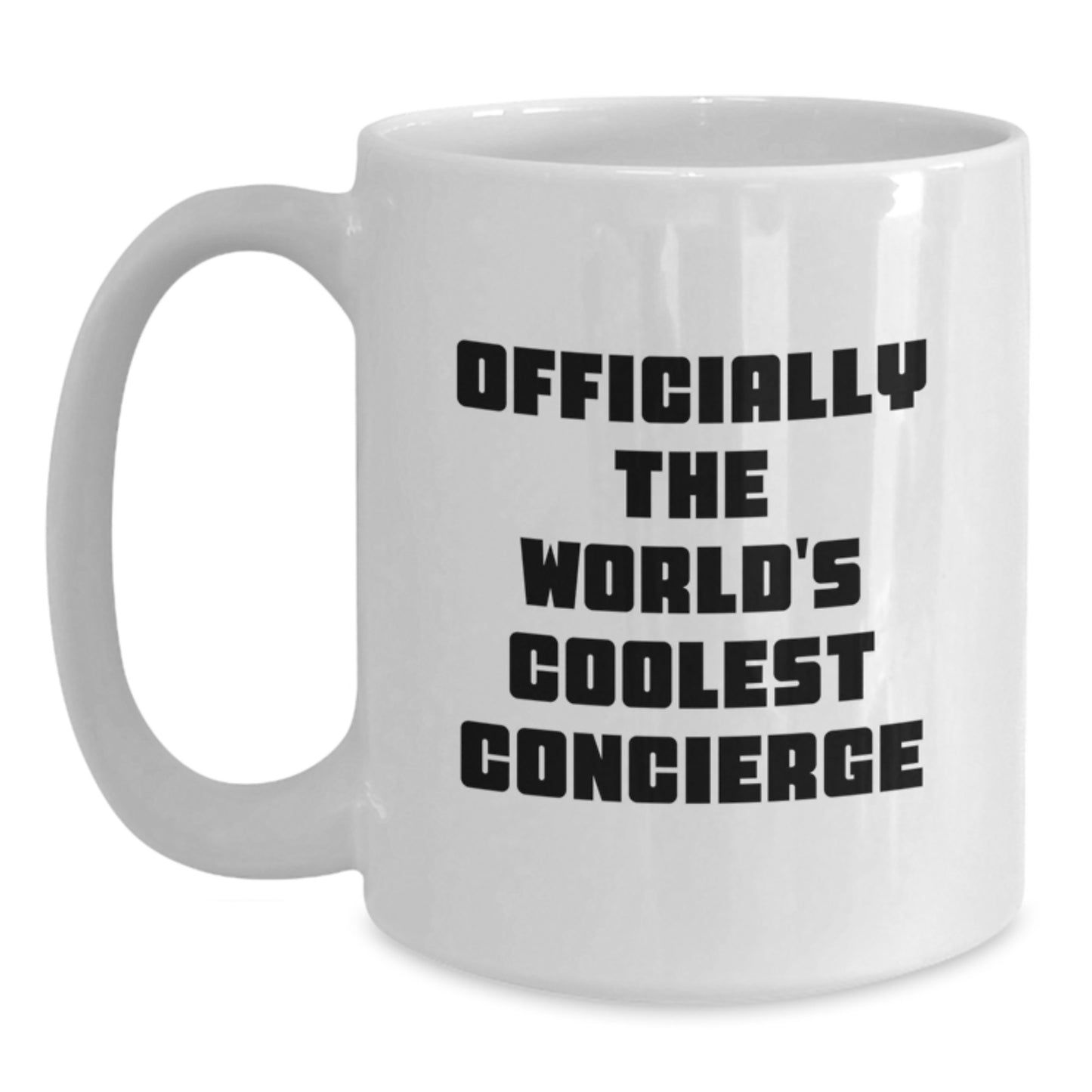 Funny Concierge Gifts from Men, White Coffee Mug - Officially The World's Coolest Concierge Christmas Unique Mugs for Friends - Main