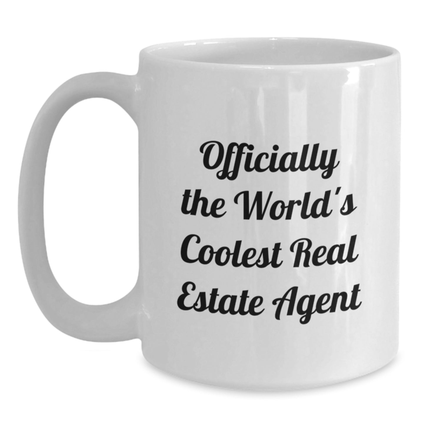 Funny Real Estate Agent Gifts from Men for Christmas Unique Gifts, Officially The World's Coolest Real Estate Agent, White Coffee Mug for Real Estate Agent Friends - Main