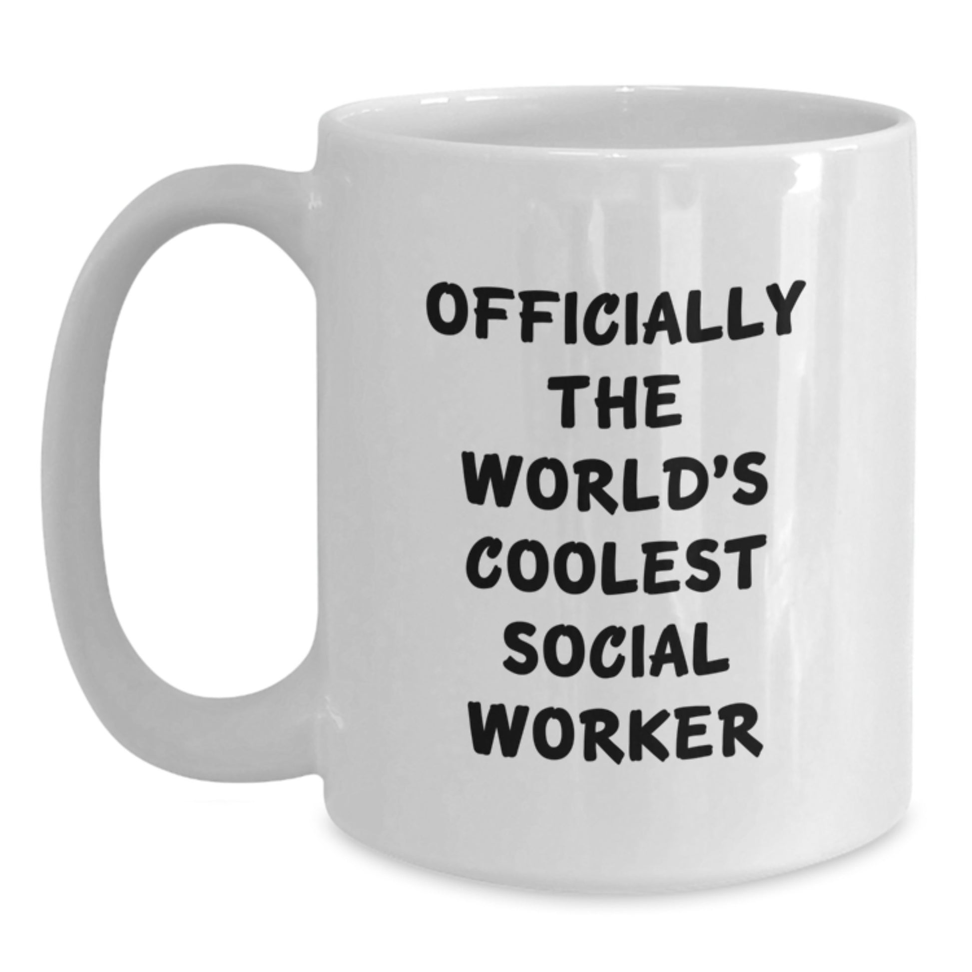 Funny Social Worker Gifts for Men - Officially The World's Coolest Social Worker Quote on White Coffee Mug, Perfect for Friends and Coworkers - Christmas Unique Gifts from Family - Main