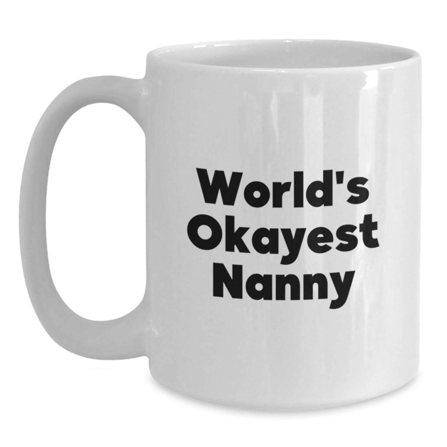 Funny Nanny Gifts from Friends for Nanny Birthday Unique Gifts - White Coffee Mug with 'World's Okayest Nanny' Quote - Main